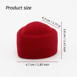 WisePoint Ring Box, Velvet Wedding Ring Box Exquisite Ring Storage Box with Heart Shaped, Single-slot Jewelry Ring Box for Proposals, Engagements, Weddings (red)