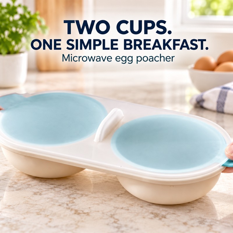 Microwave Egg Poacher for Quick Breakfasts – Double-Cup PP Egg
