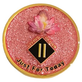 2 Year NA Flowering Lotus Pink Glitter Medallion, Chip, Token