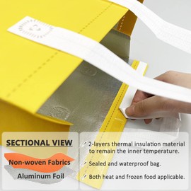 AIVYGDEN Insulated Take Away Bags,Thermal Insulation Food Bag for Coffee,Milky Tea,Take-away Dinner,Fresh Seafood,Cold or Warm Food drive for Restaurant,Retail Store or Picnic/BBQ (Yellow / 12-Pack)