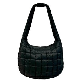 YOUZEY Cloud Puffer Crossbody Bag with 2-Inch Strap and Zippered Compartment - 18in x 12in Soft and Comfortable Quilted Bag for Traveling Near or Far - Black