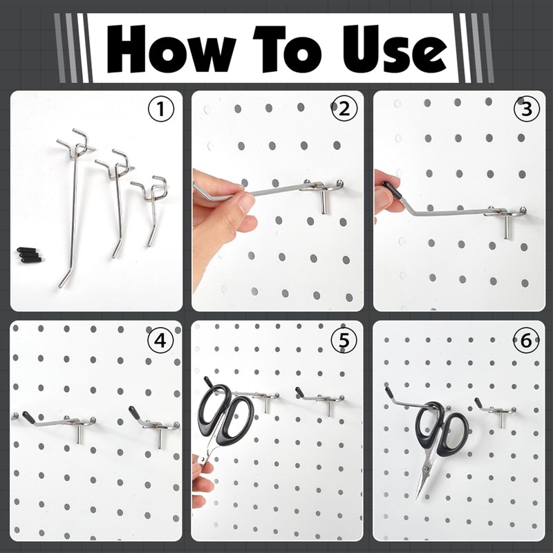 twinklemon 150PCS Pegboard Hooks 2/4/6 Inch Peg Board Organizer Accessories