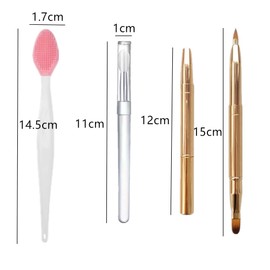 Retractable Lip Brush Set, Dual End Lip Concealer Brushes Lipstick Eyeshadow Foundation Makeup Brush Tool, Double-Sided Exfoliating Brush 6 Pack Loopunk