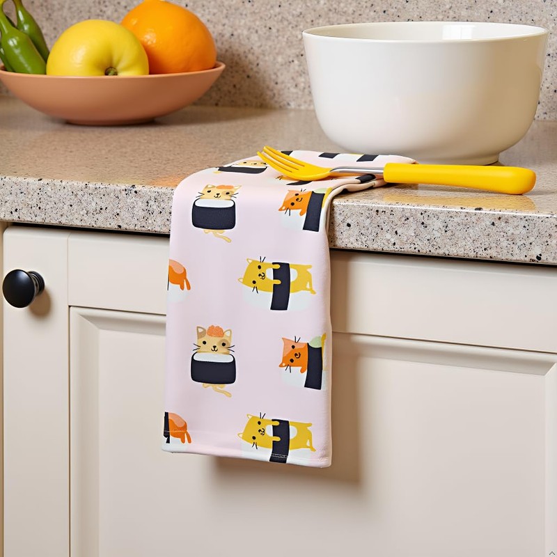 Pearhead Cat Lover Tea Towels Set of 2, Cotton Kitchen