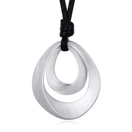 HONGYE Brushed Pendant Necklace for Men for Women (Silver)