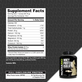 NutraBio 100% Whey Protein Isolate Protein Powder – 25g Protein with Complete Amino Acid Profile, Non-GMO, Soy and Gluten Free, Low Carb and Low Calorie Whey Protein Powder - Alpine Vanilla - 5 Lbs.