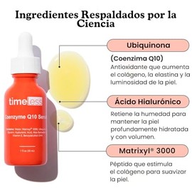 TIMELESS Sérum Coenzima Q10 2% con Matrixyl 3000 y Ácido Hialurónico 30 ml - Serum Facial Antioxidante - Suero hidratante y antiedad para todo tipo de piel - Skin care para uso diario