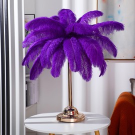 Retrowavy 50 Pcs 14-16 Inches Large Natural Ostrich Feathers Bulk for Centerpieces for Wedding Party Centerpieces Home Decoration Flower Arrangement (Purple)