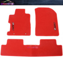 Unbranded Fits 06-11 Honda Civic Red Nylon Floor Mat Carpets Non Slip w/ Red Emblem