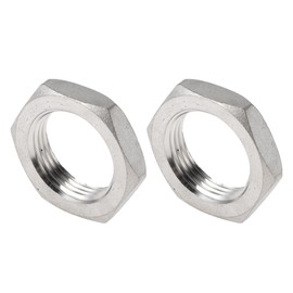 X AUTOHAUX 304 Stainless Steel Pipe Fittings 3/4" BSPT Hex Locknut 2 Pcs