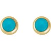 14k Yellow Gold Cabochon Natural Turquoise Press Fit Back Stud