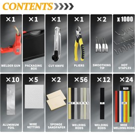 220w Plastic Welder,Upgraded 2 in 1 Plastic Welding Kit,Plastic Repair Kit 1000pcs Hot Staples & 92pcs Plastic Welding Rods for Car Bumper Plastic Crack Repair (Red)