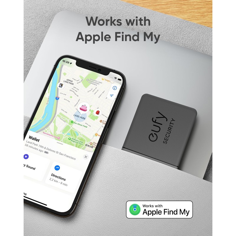 eufy Security SmartTrack Card E30 (Black, 1-Pack), Rechargeable, Works with