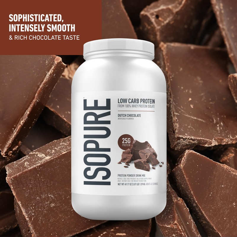 Isopure Low Carb 100% Pure Whey Isolate Protein Powder, Lactose