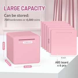 hizgo Adults Assembly Piggy Bank, 6" Large Piggy Bank for Adults/Kids Must Break to Open, Unopenable Money Saving Box for 2025 Cash Saving (Pink)