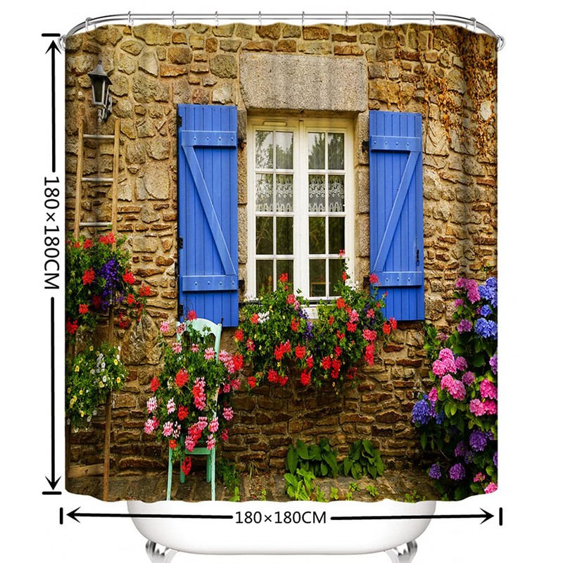 Nyngei 3D Digital Printing Home Garden Shower Curtain Stone Wall