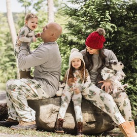 Burt's Bees Baby Unisex Baby Toddler 2-Piece Family Jammies Matching Holiday Organic Cotton Pajamas, Christmas Tree Farm 2024, 2T