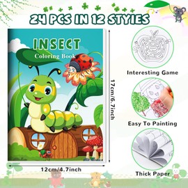 BenLouis Coloring Books for Kids With Stacking Crayons Set Mini Coloring Books Bulk for Ages 4-8-12 Small Activity Books for Birthday Party Gifts Goodie Bags Stuffers Travel（24+24Pcs Colorful）