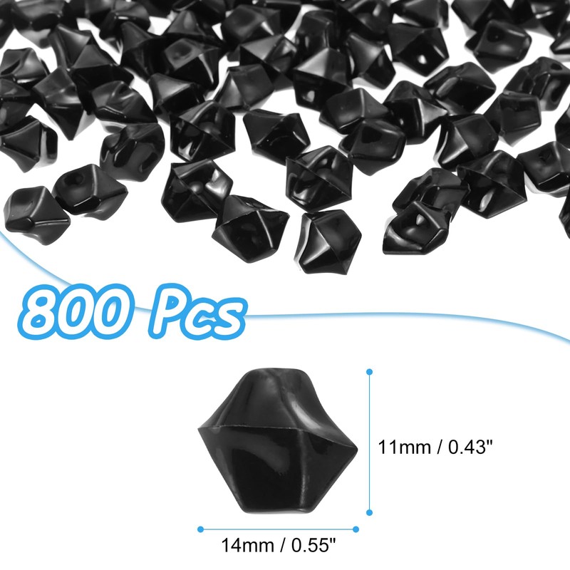 sourcing map 800pcs Fake Ice Rocks Acrylic Black Crystals Gems