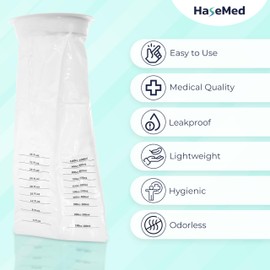 HaseMed Disposable Sick Bags with Closure Ring | Leakproof, Opaque & Hygienic Travel Vomit Bags for Car, Airplane & On-the-Go Use, 1500 ml Capacity – 10 Pack