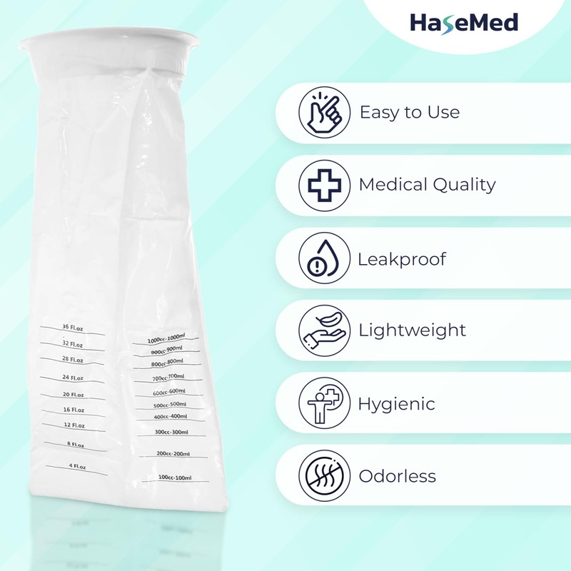 HaseMed Disposable Sick Bags with Closure Ring | Leakproof, Opaque