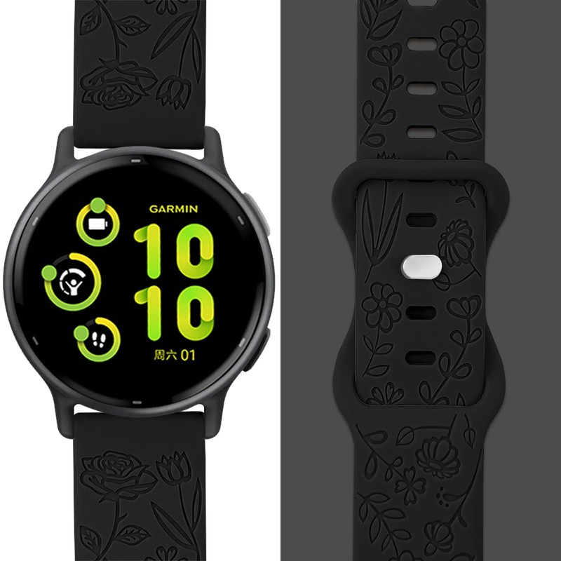 Inhosper 18mm 20mm 22mm Flower Pattern Watch Bands Compatible with