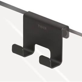 Tiger Caddy Shower Cubicle Glass Door Hook Towel Hook for Glass Wall Hanging Door Hooks Fits Glass Thickness 6-8mm No Drilling Stainless Steel Black
