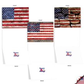 The Best Card Company 20 Assorted Independence Day Notecards Bulk Box Set 4 x 5.12 Inch with Envelopes (10 Designs, 2 Each) Flag Day AM2013IDG-B2x10