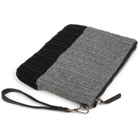 styleBREAKER Clutch Bag with Plait Pattern, Detachable Shoulder Strap and Hand Strap, Shoulder Bag, Evening Bag, Women 02012202, Color:Grey-Black