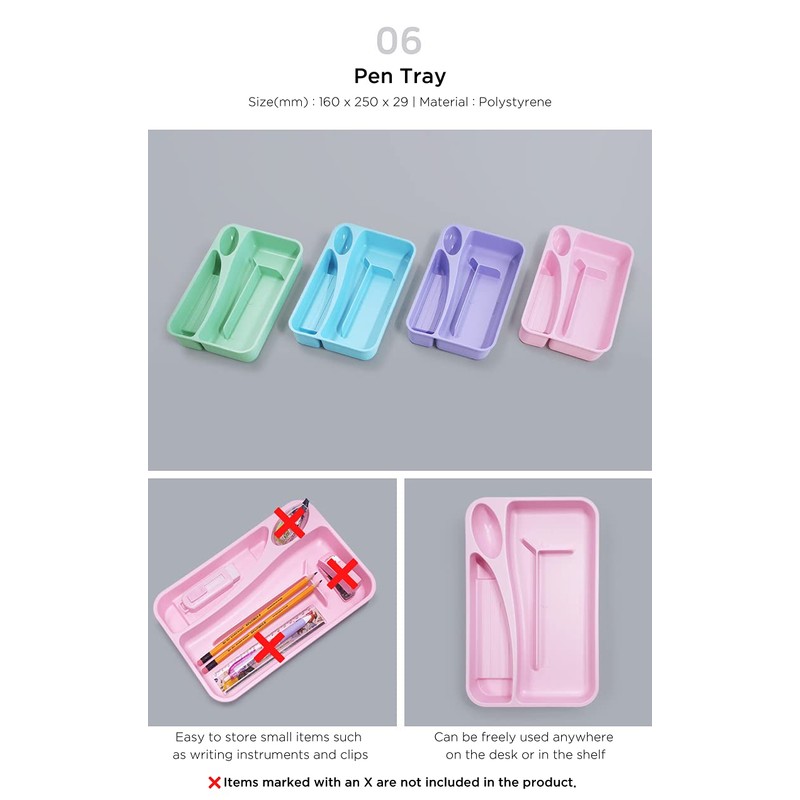 Pastel Desk Organizer Pink Set - 8-in-1 Multi-Functional Office Supply