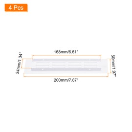 sourcing map Air Vents Cover, 4Pcs 200 x 50mm - Aluminum Alloy Mesh Air Return Vent Cover, Rectangle Louvered Ventilation Grille for Shoe Cabinet Wardrobe (White)