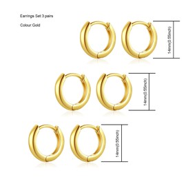 Salanda Gold Hoop Earrings for Women,Small Huggie 18K Gold Plated Earring Hypoallergenic Gold Earrings Set for Women Girls 009/14/14/14mm