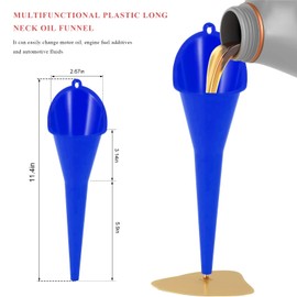 ZNDAW 2 PCS Oil Funnel, Multi-Purpose Plastic Long Neck Oil Funnel, Automotive Use Funnels for Filling Oils Lubricants Water Diesel, Kitchen Funnels for Filling Bottles Jars (Blue)