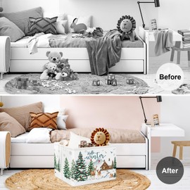 Clastyle Winter Animals Baby Laundry Hamper Snowflake Kid Storage Basket Boy Girl Gift Toy Box Collapsible Clothes Organizer Nursery Bin for Bedroom,Deer,40 * 30 * 30 cm