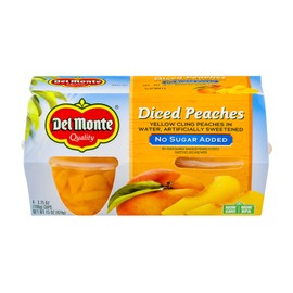 Del Monte Diced Peaches No Sugar Added 4 - 3.75 oz cups (Pack of 6)