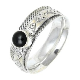 JEWELSTREZORO Onyx Edelstein Spinnerring 925 Sterling Silber Meditationsring Männer & Frauen Spinnerring Geschenkartikel Schmuck TSR150G_50 (15.9)