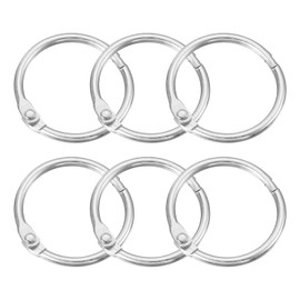 QUARKZMAN Shower Curtain Rings, Pack of 6 - Round Carbon Steel Shower Curtain Hooks, 1 Inch Loose Leaf Tie Rings for Shower Curtain Rods (Silver)