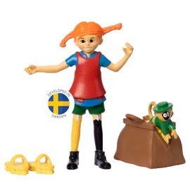 Pippi Langstrumpf Toy Toy Figures with Pippi, Mr Nilsson Monkey, Gold Case & Scrubbing Brush Shoes - Dollhouse Accessories, Figures Girls and Boys from 3 Years