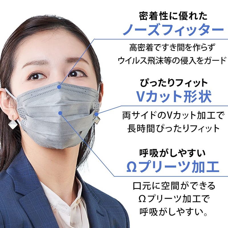 Iris Ohyama APN-60LW Pleated Masks, Non-Woven Fabric, Color Mask, Quantity: