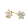 14K Gold Plated Brass CZ Set Small Cluster Flower Screwback