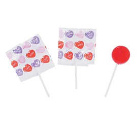 Fun Express Valentine Printed Lollipops - Edibles - 55 Pieces
