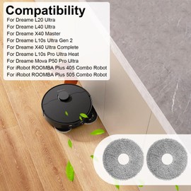 Fixbetter 4 Pcs Replacement Mop Pads for iRobot Roomba Plus 405 Combo Robot/505 Combo Robot, for Dreame X40 Ultra Complete/L10s Pro Ultra Heat/X40 Master/L40 Ultra/L10s Ultra Gen 2 Robot Vacuum
