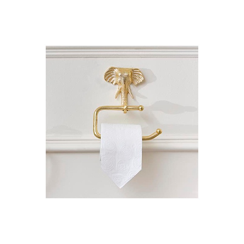 Melody Maison Metallic Gold Elephant Toilet Roll Holder 18cm x