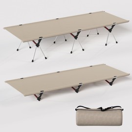 Vastlally Camping Cot with Leg Extenders,Lightweight Portable Bed for Camping, Hiking, Travel, Beach, Home, Office Nap, Supports 330lbs, Easy Storage, Durable Design, Khaki