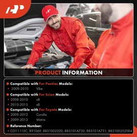 A-Premium Air Conditioner AC Compressor with Clutch Compatible with Toyota Corolla 2009-2012, Matrix 2009-2013 & Scion xB 2008-2015 & Pontiac Vibe 2009-2010, 1.8L 2.4L