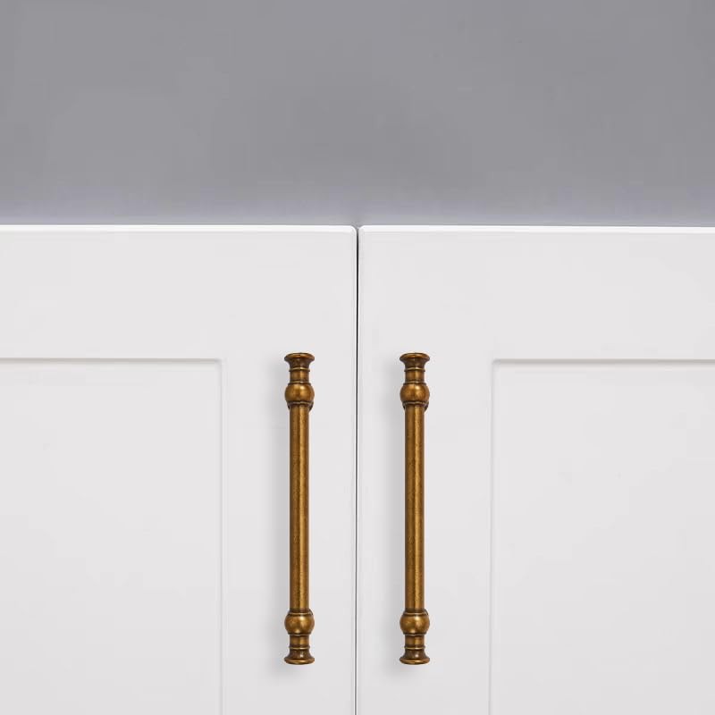 ZAUYX 2-Pack 3inch(76mm) Hole Center Antique Brass Cabinet Pulls Solid
