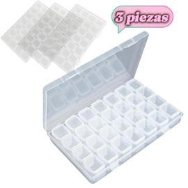 3 Piezas Caja de Plástico Transparente con 28 Compartimentos Extraíbles, para Almacenar Pequeños Objetos.caja organizadora con divisiones,caja organiz