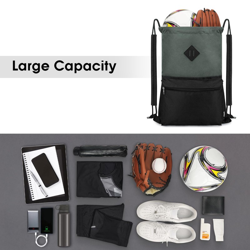 WANDF Drawstring Backpack, Sports Gym Bag with Wet Pocket, Water