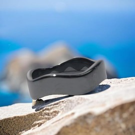 Hematite Rings Wave Black Band Ring for Women Hematite Crystal Root Chakra Balance Men Unisex (6#)