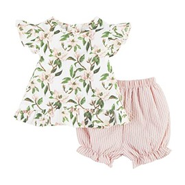 Mud Pie baby girls Mud Pie Magnolia Set, Pink, Large, 4t-5t Shorts Set, Magnolia, 4-5T US
